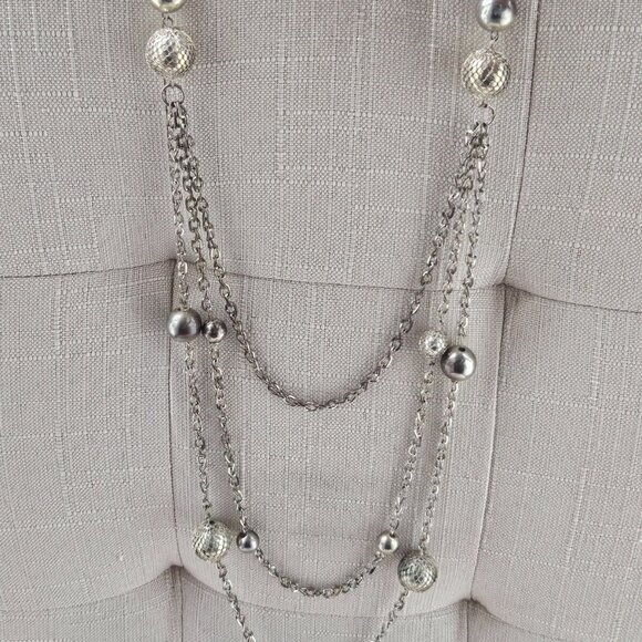 Women Necklace Long Chain Statement Silver Tone Fashion Jewelry - Picture 8 of 10